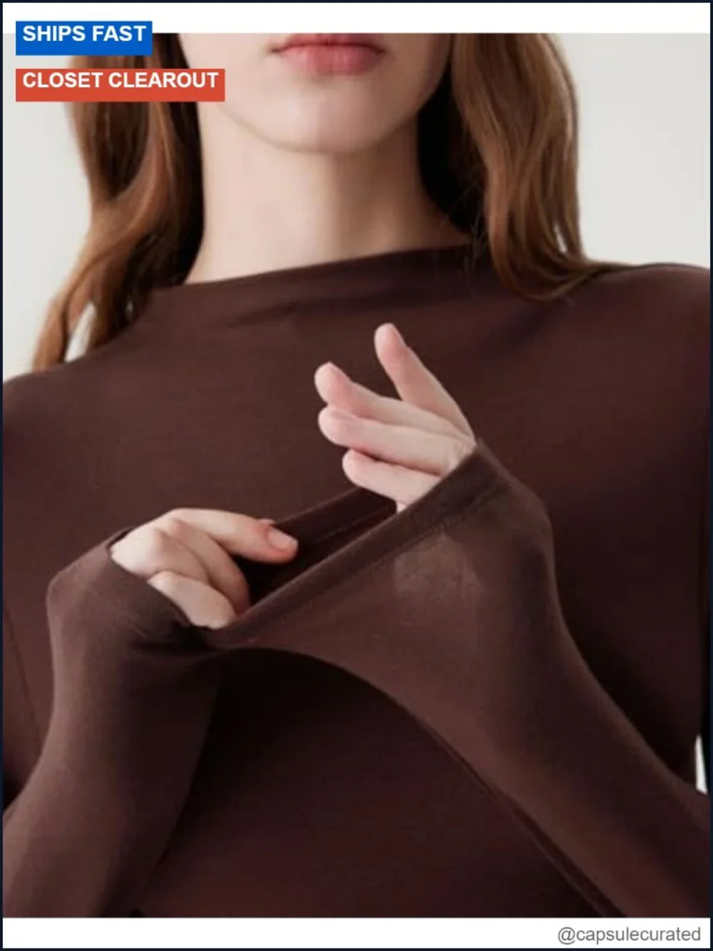 Cloud Cashmere Mock Neck Fitted Long Sleeve T-Shirt - Buttery Soft